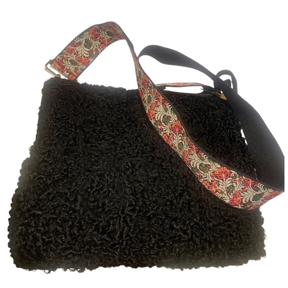 Vintage Lambs Wool Crossbody Purse Black Down Filled Hand-warmer Muff 1930-50’s - Picture 5 of 12